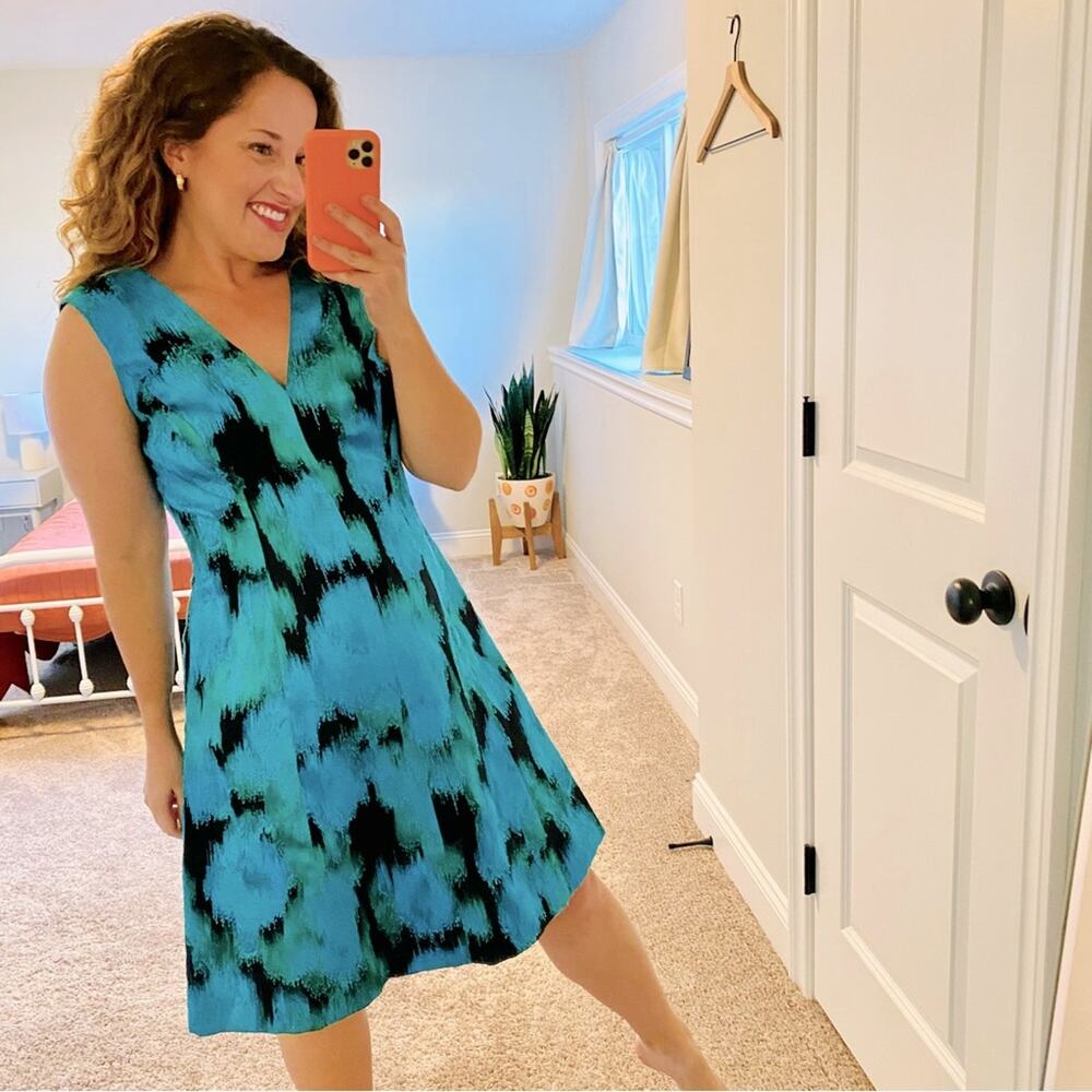 Lela Rose Blue Green Vibrant Cocktail Mini Dress 6